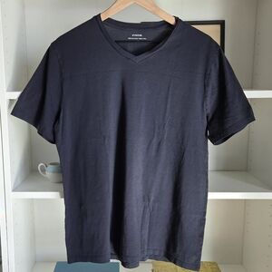 Vince Pima Cotton V Neck Short Sleeve T Shirt Womens L Navy